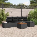 Vidaxl set de canap� de jardin de 6 pi�ces avec coussins en poly rattan noir