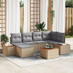 Vidaxl set de canap de jardin 7 pices avec coussins beige en rotin synthtique
