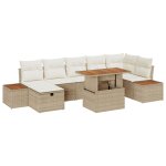 Vidaxl set de canap de jardin 8 pices avec coussins beige en rotin synthtique