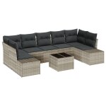 Vidaxl set de canap de jardin 8 pices avec coussins gris clair poly rattan