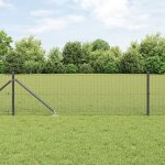 Vidaxl set de poteaux de clture lot de 2 gris, noir acier, pvc
