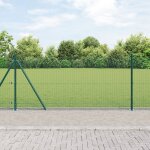 Vidaxl set de poteaux de clture ensemble de 2 vert acier, pvc 25 x 1 m