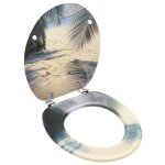 Vidaxl sige de toilette avec couvercle mdf design de plage