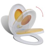 Vidaxl sige de toilette  fermeture en douceur blanc et jaune