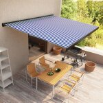 Vidaxl store  cassette motoris 450x300 cm bleu et blanc
