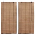 Vidaxl stores roulants en bambou 2 pcs 150x220 cm marron