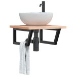 Vidaxl supports d'tagres pour lavabo 2 pcs noir trapze acier