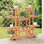 Vidaxl support � fleurs avec roues 110x25x115 cm bois massif de sapin