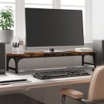 Vidaxl support de moniteur ch�ne fum� 85x23x15, 5 cm bois d'ing�nierie