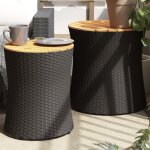 Vidaxl tables d'appoint de jardin 2 pcs dessus en bois noir poly rotin Vidaxl tables d'appoint de jardin 2 pcs dessus en bois noir poly rotin