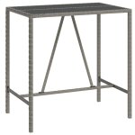 Vidaxl table de bar et dessus en verre gris 110x70x110 cm poly rotin
