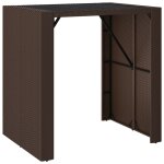 Vidaxl table de bar et dessus en verre marron 105x80x110 cm poly rotin