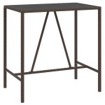 Vidaxl table de bar et dessus en verre marron 110x70x110 cm poly rotin