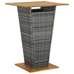Vidaxl table de bar gris 80x80x110 cm r�sine tress�e et bois d'acacia