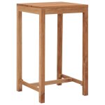 Table de bar de jardin 60 x 60 x 105 cm en teck massif rustique pour patio et cuisine Table de bar de jardin 60 x 60 x 105 cm en teck massif rustique pour patio et cuisine