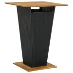 Vidaxl table de bar noir 80x80x110 cm rsine tresse et bois d'acacia