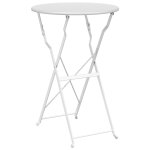Vidaxl table de bistro pliable blanc Ø50x71 cm en acier thermolaqu