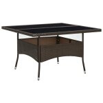 Vidaxl table a d�ner d'ext�rieur marron r�sine tress�e et verre
