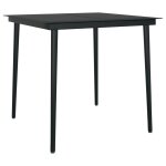 Vidaxl table a d�ner de jardin noir 80x80x74 cm acier et verre