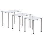 Vidaxl tables gigognes 3 pcs transparent verre tremp