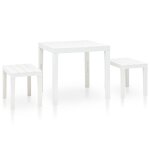 Vidaxl table de jardin avec 2 bancs plastique blanc