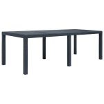 Vidaxl table de jardin anthracite 220x90x72 cm plastique aspect rotin