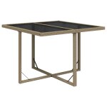 Vidaxl table de jardin beige 109x107x74 cm r�sine tress�e et verre