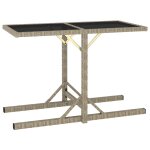 Vidaxl table de jardin beige 110x53x72 cm verre et r�sine tress�e