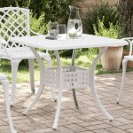 Vidaxl table de jardin blanc 80x80x75 cm aluminium coul�