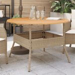 Vidaxl table de jardin et dessus en bois d'acacia beige résine tressée Vidaxl table de jardin et dessus en bois d'acacia beige résine tressée
