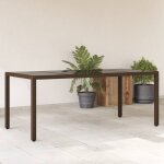 Vidaxl table de jardin avec dessus en verre marron r�sine tress�e