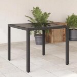 Vidaxl table de jardin dessus en verre noir 90x90x75 cm résine tressée Vidaxl table de jardin dessus en verre noir 90x90x75 cm résine tressée