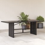Vidaxl table de jardin avec dessus en verre noir r�sine tress�e