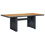 Vidaxl table de jardin gris foncé résine tressée et bois d'acacia Vidaxl table de jardin gris foncé résine tressée et bois d'acacia
