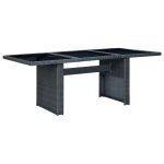 Vidaxl table de jardin gris foncé résine tressée et verre trempé Vidaxl table de jardin gris foncé résine tressée et verre trempé