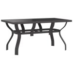 Vidaxl table de jardin gris et noir 140x70x70 cm acier et verre