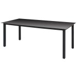 Vidaxl table de jardin noir 190 x 90 x 74 cm aluminium et verre