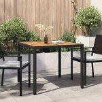 Vidaxl table de jardin noir 90 x 90 x 75 cm polyrotin