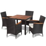 Vidaxl table � manger avec plateau en bois et 4 chaises polyrotin