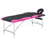 Vidaxl table de massage pliable 2 zones aluminium noir et rose