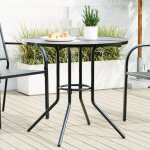 Vidaxl table de patio ronde anthracite acier enduit de poudre