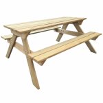 Table de pique - nique avec banc et design anti - roissement 150x135x71, 5 cm bois