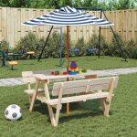 Vidaxl table de pique - nique pour 4 enfants avec parasol bois de sapin