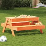 Vidaxl table de pique - nique avec bac a sable pour enfants marron cire