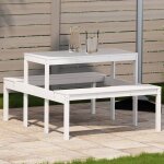 Vidaxl table de pique - nique blanc 110x134x75 cm bois massif de pin