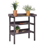 Vidaxl table  plantes avec tagres gris 78x38x82, 5 cm bois de sapin