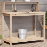 Vidaxl table de rempotage et �tag�res 108x50x109, 5 cm bois massif pin