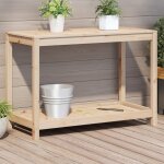Vidaxl table de rempotage avec �tag�re 108x50x75 cm bois massif de pin