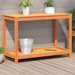 Vidaxl table de rempotage avec �tag�re cire marron bois massif de pin