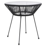 Vidaxl table de salle a manger de jardin noir �70x74 cm rotin et verre